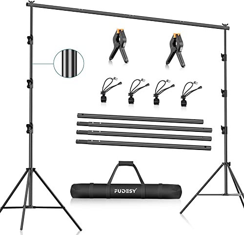 FUDESY Photo Video Studio 3 x 3m/10 x 10ft Heavy Duty Adjustable Backdrop Stand Kit, Background Support System for Photography with Carrying Bag and Clip Clamps