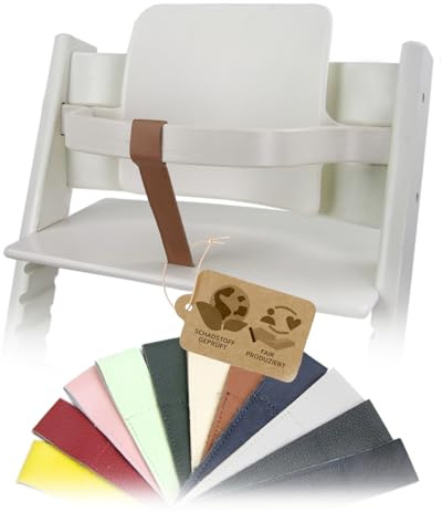Schrittgurt Lederriemen kompatibel mit Stokke Tripp Trapp (braun) | für Hochstuhl, weiches echtes Leder, schadstofffrei, abwaschbar & langlebig
