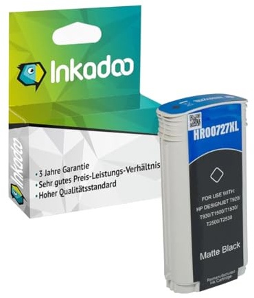 Inkadoo Tinte f r HP B3P22A / 727, Matt Schwarz Kompatibel DesignJet T 920 Series DesignJet T 1500 ePrinter 36 Inch Tintenpatrone, Druckerpatrone, Patronen, Druckertinte