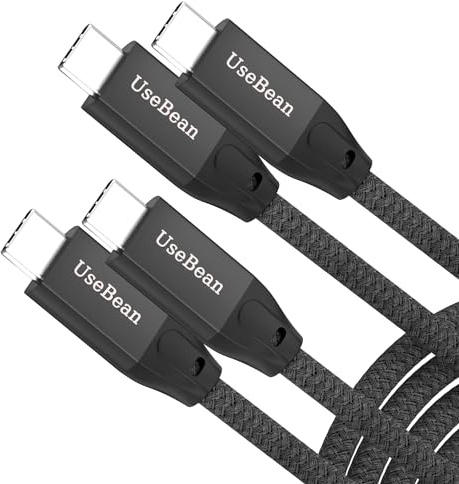 UseBean Cable USB C a USB C 100W 3M (2 Pack), USB 3.2 Gen2 20Gbps Tipo C Cable de PD Carga Rápida Transmisión de Vídeo 4K@60Hz,para iPhone 15 Plus Pro Max,MacBook,iPad Pro,Galaxy S24/Ultra/S23