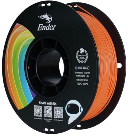 Creality Ender PLA+ Filament für 3D-Drucker, 1,75mm 3D Druck Filament, 1kg Spule, Maßgenauigkeit +/- 0,02mm, passend für die meisten FDM 3D Drucker, Orange