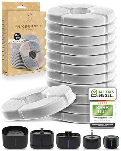 Pretty Paw Filter för Kattfontän – Original Reservfilter Kompatibla med Alla Pretty Paw Dricksfontäner | 12 Filter för Upp till 6 Månader