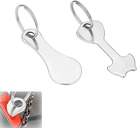 Shopping Trolley Token - 2 Pcs Cart Keys and Release Tool, Stainless Steel Removable Coins, Trolley Accessories