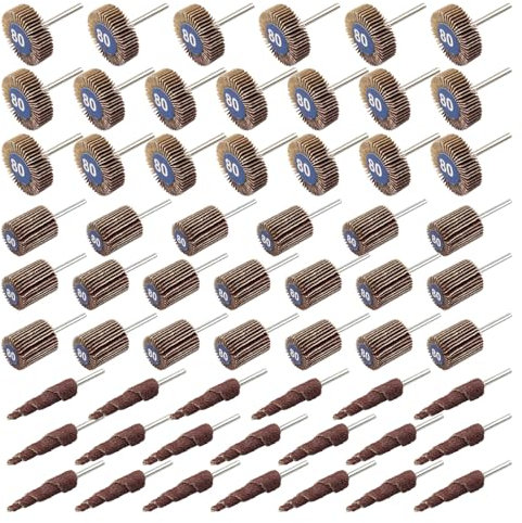 Mixiflor 60 Pcs Flap Wheel Sander for Dremel, 80 Grit Flap Sanding Wheel Rotary Tool Accessories Kit for Removing Rust and Polishing,1/8-inch Shank