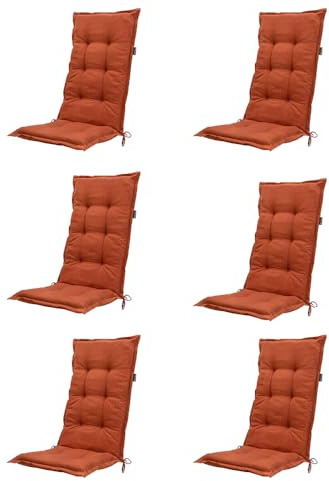 Madison 6er Set Hochlehner Auflagen, Bequeme und Stilvolle Gartenstuhlauflage für Holz-,Stahl-, Oder Kunststoffstühle, Sitzauflage - Indoor/Outdoor Stuhlpolster