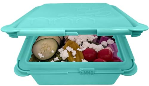 Big Bee, Little Bee - SoftShell XL Reusable Silicone Food Storage Container with Connected Clamshell Lid, Easy to Clean, Snaps Closed, Microwave, Freezer & Dishwasher Safe