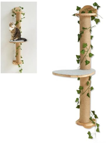 TREKAM Kratzbaum Wandmontage - Kratzbaum Wand Einfache Montage, platzsparend - Katzen wandelemente mit Rutschfester Plattform zur Stimulation des Spieltriebs von Katzen
