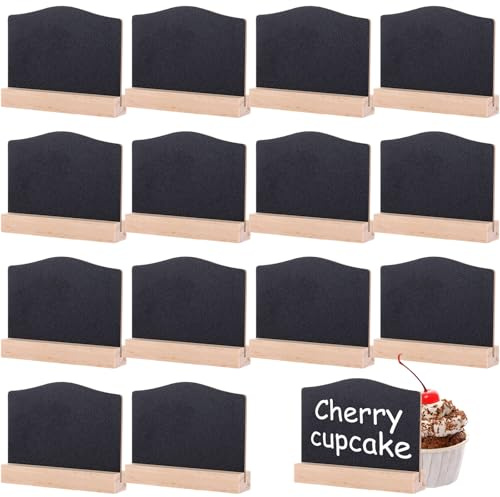 ASelected15Pcs Mini Chalkboard Signs Small Black Chalk Board 10x7.5CM Double Sided Mini Blackboards with Stands for Table Message Tabletop Board for Food Labels Party Table Decoration(Dome Shaped)