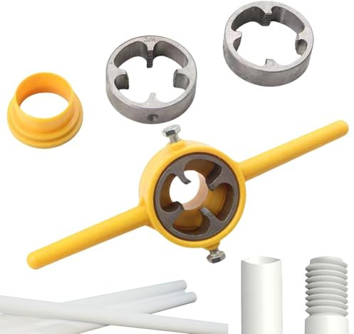 Misaakoeq PVC-Rohrschneider-Set, PVC-Gewindebohrer und Schneideisen-Set, wiederverwendbares Rohrgewinde, runde Schneideisen-Set mit 1/2 Zoll, 3/4 Zoll, 1 Zoll Schneideisen, inklusive