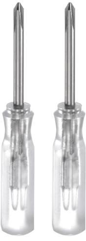 sourcing map 2Pcs PH0 Mini Phillips Screwdriver 2mm Magnetic Cross Head 45mm Length for Small Appliances Repairs, Transparent