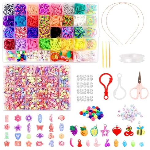 TOPBELIEF 2500+ Loom bandset, 500+ Ocean smyckestillverkningsset, gör vänskapsarmband själv, Loom band tillbehör, färgglada gummiband för armband