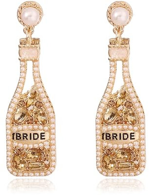 Martini Earrings Champagne Wine Glass Earrings Hot Pink Rhinestone Earrings Margarita Cocktail Party Prom Accessories Martini Costume, Metal, Cubic Zirconia