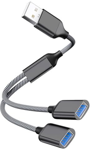 Splitter USB, USB 2.0 da Maschio a Doppio Splitter per Cavi Femminili, Hub Multiplo, per Smartphone, Laptop, Tablet, PC, Auto, Xbox