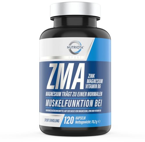 ZMA Max Kapseln – Hochdosierte Zink-, Magnesium- und Vitamin-B6 Präparat – 120 Kapseln – Muskelregeneration, besserer Schlaf und Immununterstützung – Von Nutriota