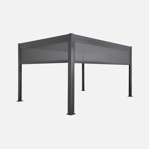 sweeek Pergola bioclimatica, Alluminio e Acciaio, 3x4m con Tenda da 3m + Tenda da 4m