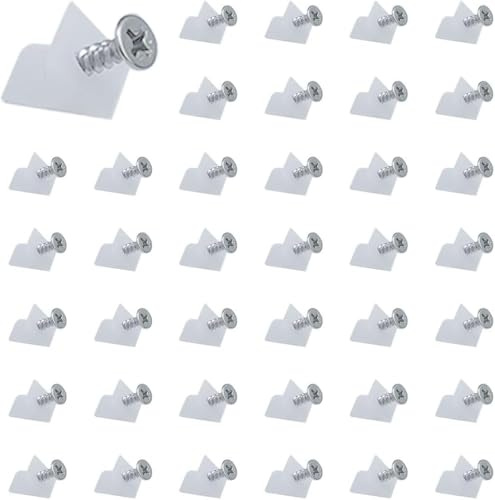 100 unidades de conectores de pared trasera, cuñas para cajones, estantes de cajones caídos, pared trasera de armario, soporte de pared trasera de plástico con tornillos - blanco
