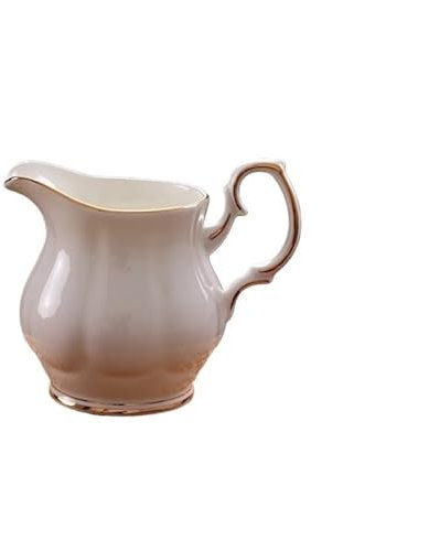 NexaGeniX gravy boat Ceramic Creamer Pitcher 8.3 Oz Creamer Container Small Ceramic Milk Pitcher Container, White Creamer Cups with Handle for Sauces Salad Coffee Milk gravy boat fat separator(Gold)