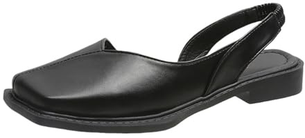 Mary Jane-skor med fyrkantig tå för kvinnor, stängd tå, ryggsandaler för kvinnor, lågblock, klack, bana, skor, festklänning, pumpar, sommar, promenadtofflor med elastisk rem, slip på platta glidskenor