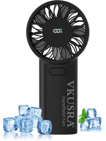 Portable Handheld Fan, [2025 NEW] Powerful Hand Fan with 6000mAh Battery & Adjustable 1-100% Speeds, Cooling Rechargeable USB Fan with Large Screen Display, Stable Desk Fan for Home, Office, Travel