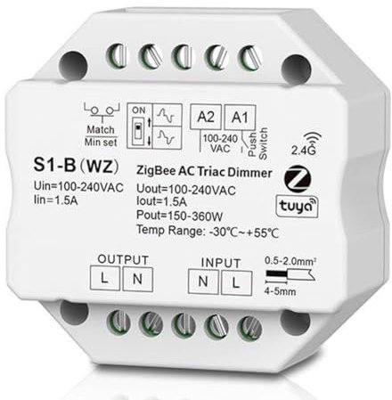 Pesderty S1-B Tuya Zigbee RF AC Triac Dimmer LED Controller Push Switch Control 110V 220V 230V Smart Life App per Assistant