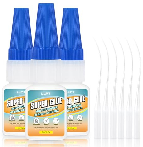 LLPT Super Glue Net 3g Superpegamento Transparente 3 Packs | Multiusos Con Tapa Antiobstrucción Adhesivo Fino Fuerte y Súper Rápido Profesional Metal Cerámica
