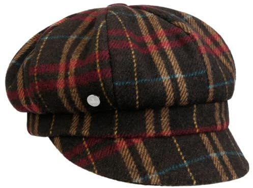 LIERYS Shetland Wool Stripes Ballonmütze Schirmmütze kariert Damen Herbst Winter braun One Size