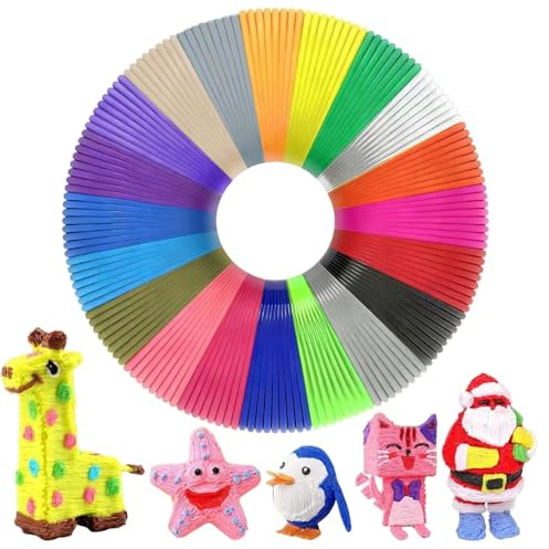 3D-penna filament PLA, wellcutety 3D-skrivare filament påfyllningspaket 3D-penna färger 3D-penna tillbehör vardera 5 m 3D-penna 1,75 mm förpackning med 20 olika färger, total längd 100 m