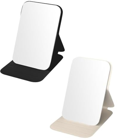 JUKOTA 2 Specchio trucco portatile pieghevole, rivestito in pelle PU, compatto e resistente, perfetto per viaggi, ufficio e tavolo da trucco, per un look impeccabile ovunque.