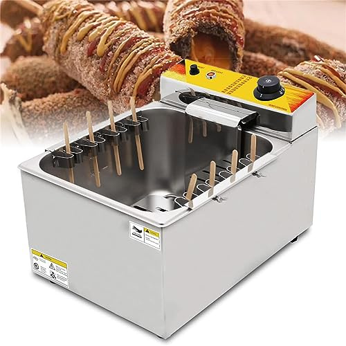 JKJZSALJ Friggitrice Elettrica Commerciale, Controllo Automatico della Temperatura 50-200℃, Friggitrice da Banco in Acciaio Inossidabile per Uso Domestico, Cucina E Ristorante