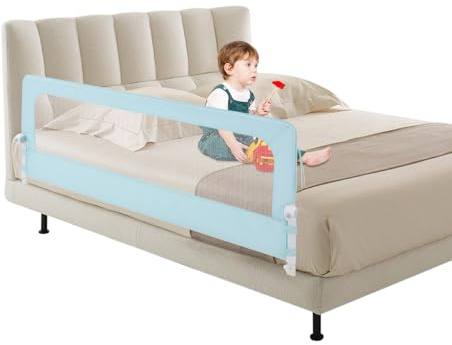 whsiodj Griglia per letto pieghevole, 176 cm, altezza regolabile, 28 cm, con rete respiratoria per la sicurezza, rosa, facile da montare, tessuto Oxford (blu)