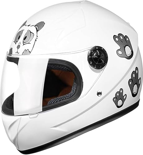 Caimcie Casco Integral de Motocicleta para niños, homologado por ECE/Dot, con Visera y pañuelo Desmontable, para niños y niñas de 3 a 14 años. E,48-55cm