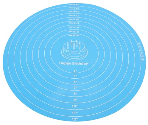 Milisten Tapete Antideslizante de Silicona para Plato Giratorio de Pasteles, Esterilla para Hornear Redonda de 30 Cm, Accesorio Multifunción para Repostería y Amasado, Color Azul