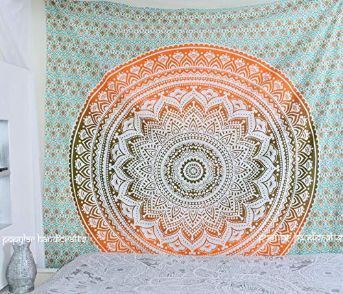 Popular Handicrafts Kp704 Hippie-Mandala Wandteppich, Bohemian-Stil, Psychedelische Wandkunst, Ethnische Wohnheim-Dekoration, Indische Tagesdecke, Magisches Denken, 215 x 230