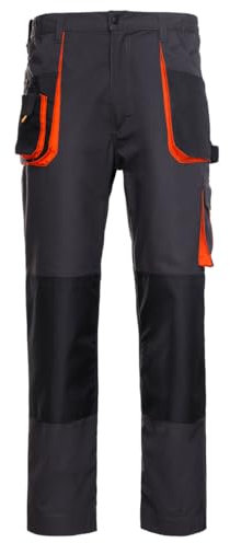 Emerton Pantaloni Da Lavoro Uomo Cargo Estivi - Tasche Laterali - Antinfortunistica Abbigliamento - Grigio Scuro/Nero/Arancione - 62