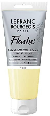 Lefranc Bourgeois 300538 Flashe Acrylfarbe & Vinylfarbe, hochpigmentiert, elastisch, lichtecht, alterungsbeständig, matt, für den Innen- & Außenbereich, 80ml Tube - Elfenbein