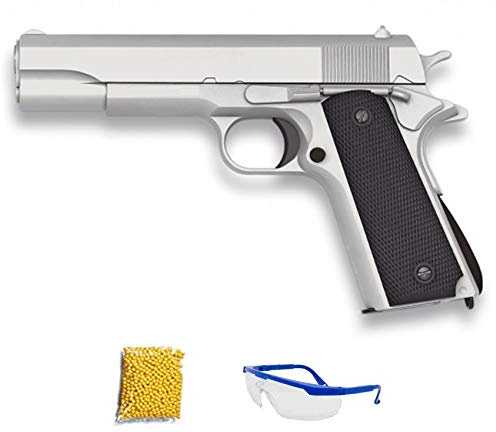 GOLDEN EAGLE 1911 Argento GE3003.- Pistola Airsoft calibro 6 mm (arma ad aria compressa con pallini di plastica o PVC). Sistema: molla. (Potenza: 0,43 joule)