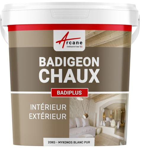 ARCANE INDUSTRIES Jabelga de cal para Paredes Interiores y Fachadas Exteriores - BADIPLUS - Miconos Blanco Puro