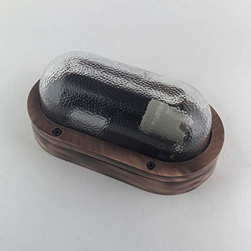 KsH und Co Alkithea IP64 Antik-Kupfer-Messing Nautische Ovalschottlampe ohne Gitter