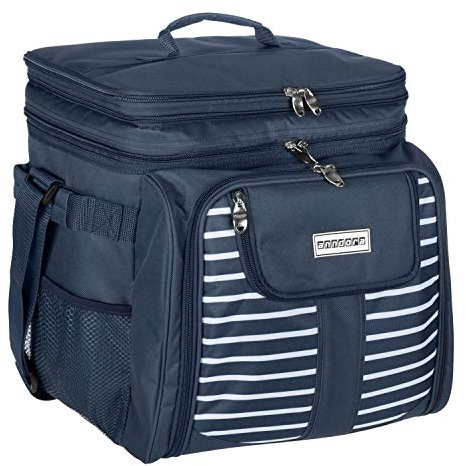 anndora Picknicktasche blau weiß Kühltasche inkl. Zubehör 4 Personen 29 Teile