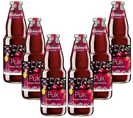 Klindworth Puk - 6x Alkoholhaltiger Punsch mit Kirsche-Vanille-Rum-Geschmack 6er Set 1L (9,3% Vol) inkl. Pfand MEHRWEG- [Enthält Sulfite]