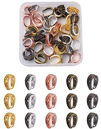 Craftdady 50 Stück tibetische Metallhaken zum Aufstecken, 5 Farben, Vintage, hohl, Eispickel, Anhänger, Verbindungsstücke für gebohrte Steine, DIY-Schmuckherstellung, 14 x 10 mm