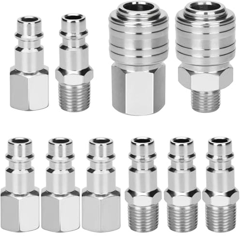 oumuik10 stk 1/4BSP Euro Druckluftkupplung Schnellkupplung für Schläuche Kupplungsstecker Schlauch Kompressor Fitting Kupplungen