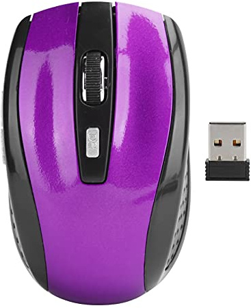 Trådlös Mus, Tyst Mus 2.4G Bärbar Mobil Optisk Mus med USB-mottagare Justerbar DPI för Bärbara Datortillbehör(lila)