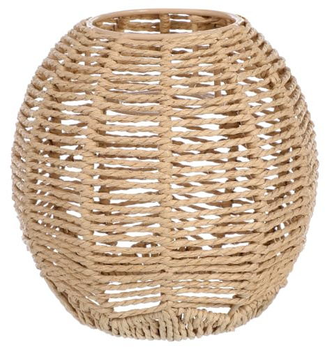 Happyyami Pantalla De Lámpara De Araña De Ratán Tejida a Mano Lámpara Colgante Mimbre Estilo Chino Cubierta Retro Para Salón Dormitorio E Iluminación Interior 5.90 X 5.90 X 5.51 in