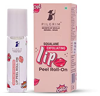 Pilgrim Squalane Exfoliating Lip Peel Roll-On | Hydrating Lip Peel Formula with Hyaluronic Acid | Removes Dry & Flaky Skin | Provide Soft, Glossy & Kissable Lips | 0.20 Fl Oz/6ml