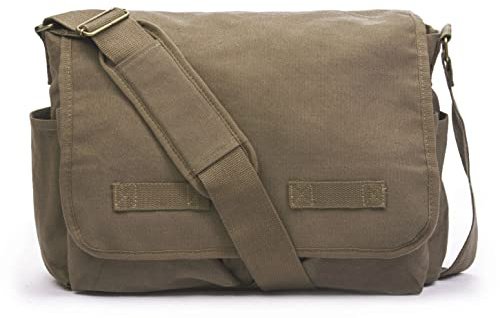 Sweetbriar Classic Vintage Messenger Bag - Original Heavyweight Cotton Canvas Shoulder Bag with Upgraded Features