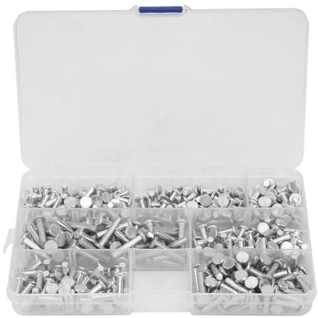 Flachkopf Blindnieten Set Aluminium M4, 350 Stück | Vielseitige Befestigungslösung mit flacher Oberfläche, Aluminium-Vollkern für dauerhafte Verbindungen