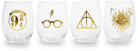 Toynk Harry-Potter-Weingläser ohne Stiel, 590 ml, für Mimosen, Cocktails, 4 Stück
