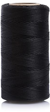 Bealuffe Wachs Faden Nähgarn 258Meter 0.8mm Polyester Wachsfaden Nähen Ledergarn Gewachst (Schwarz)