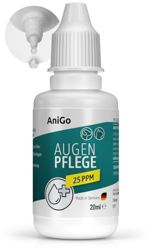 AniGo Augenpflege für Hunde & Katzen - Spezial Augentropfen 20ml, bei gereizten Augen & Tränenflecken, Juckreiz I Augenpflege mit 25 ppm kolloidalem Silber